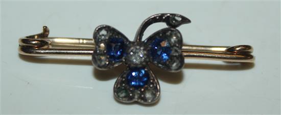 Diamond and sapphire clover brooch